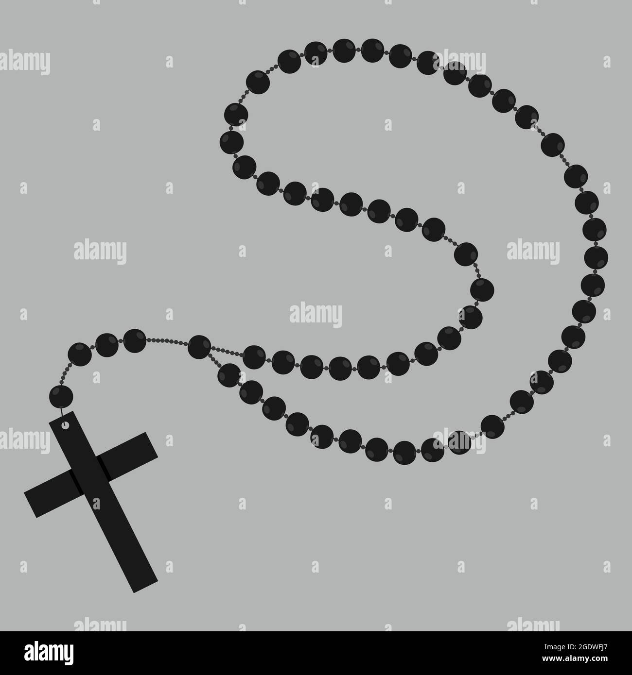 Rosario cattolico in legno, simboli religiosi, collana con rosario, simbolo di preghiera, rosario con perline Illustrazione Vettoriale
