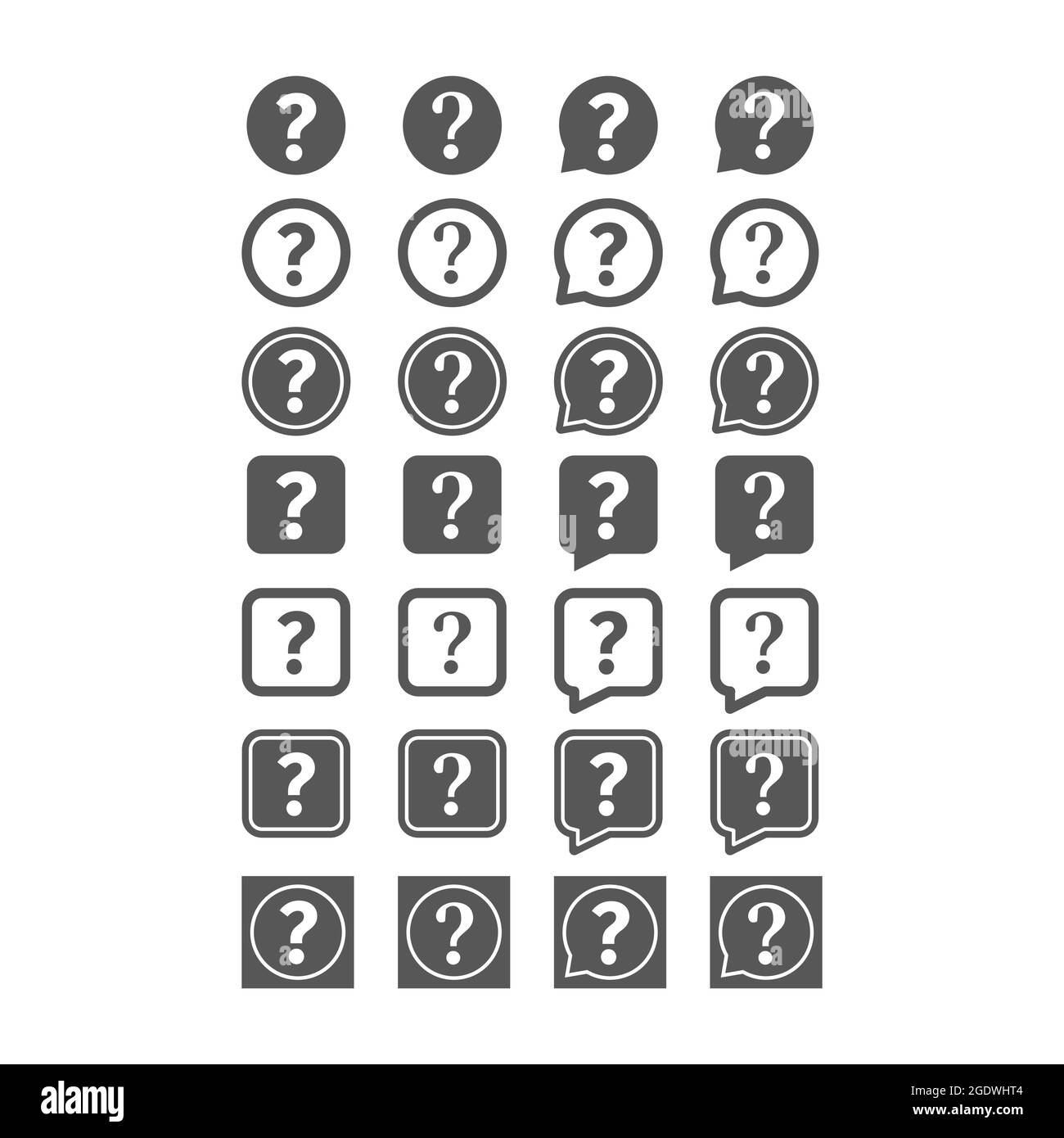 Punto interrogativo icona vettore nera. Guida cerchio bolla del discorso. Illustrazione Vettoriale