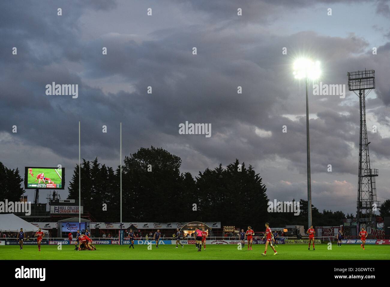 Hull, Inghilterra - 13 agosto 2021 - Vista generale durante la Rugby League Betfred Super League Hull Kingston Rovers vs Wigan Warriors all'Hull College Craven Park, Hull, UK Dean Williams Foto Stock