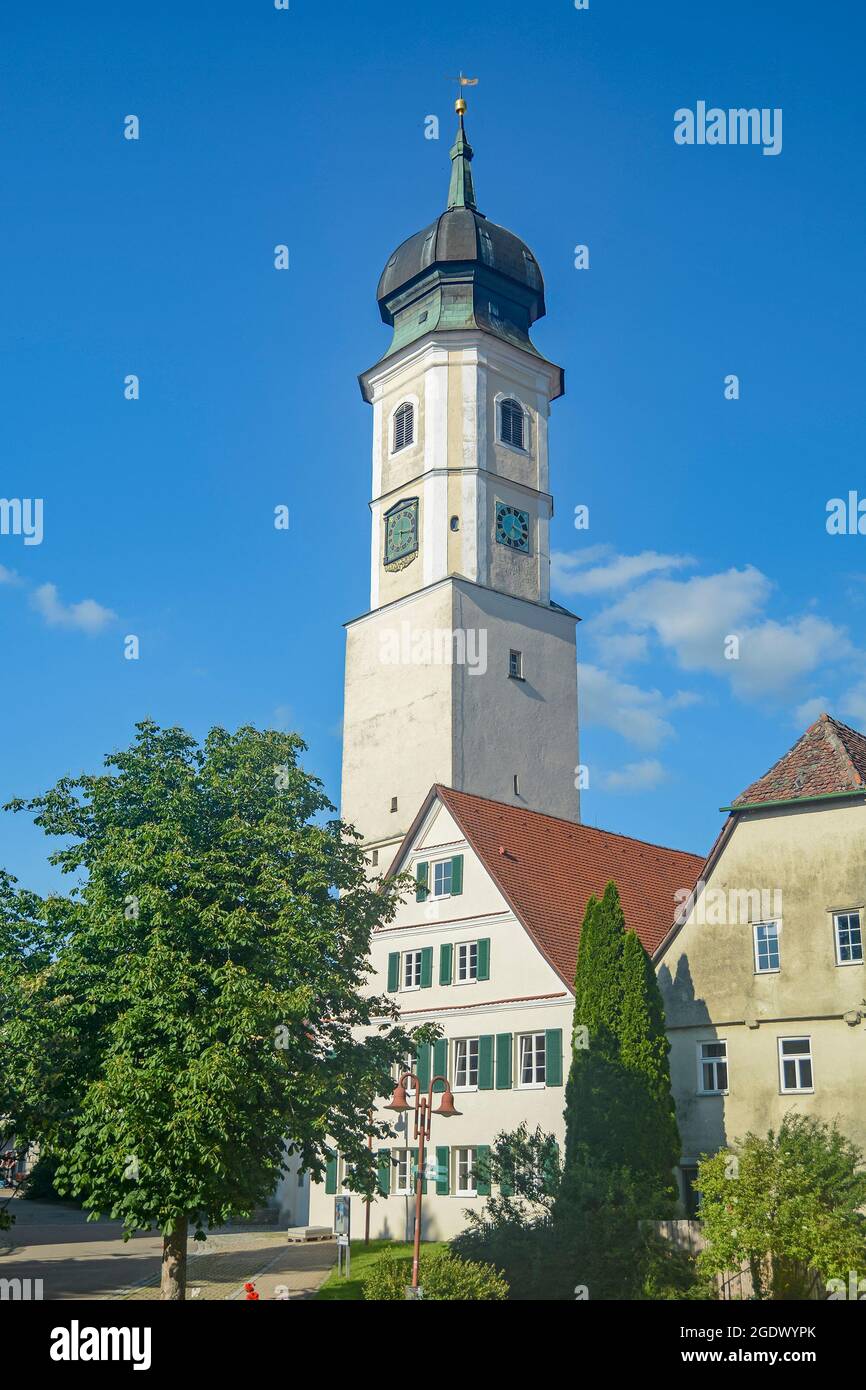 Merklingen Alb-Donau-Kreis, nel Baden-Württemberg, Germania meridionale vista della chiesa Foto Stock