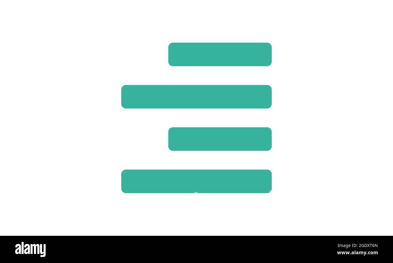Vettore dell'icona di allineamento a destra isolato su sfondo bianco per la progettazione di applicazioni Web e mobili, concetto di logo di allineamento a destra Illustrazione Vettoriale