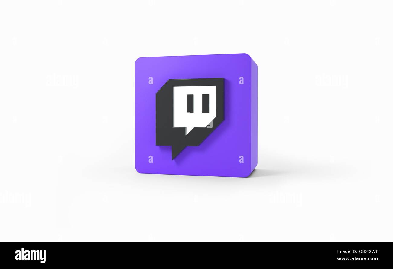 Logo Twitch isolato con sfondo bianco. Foto Stock