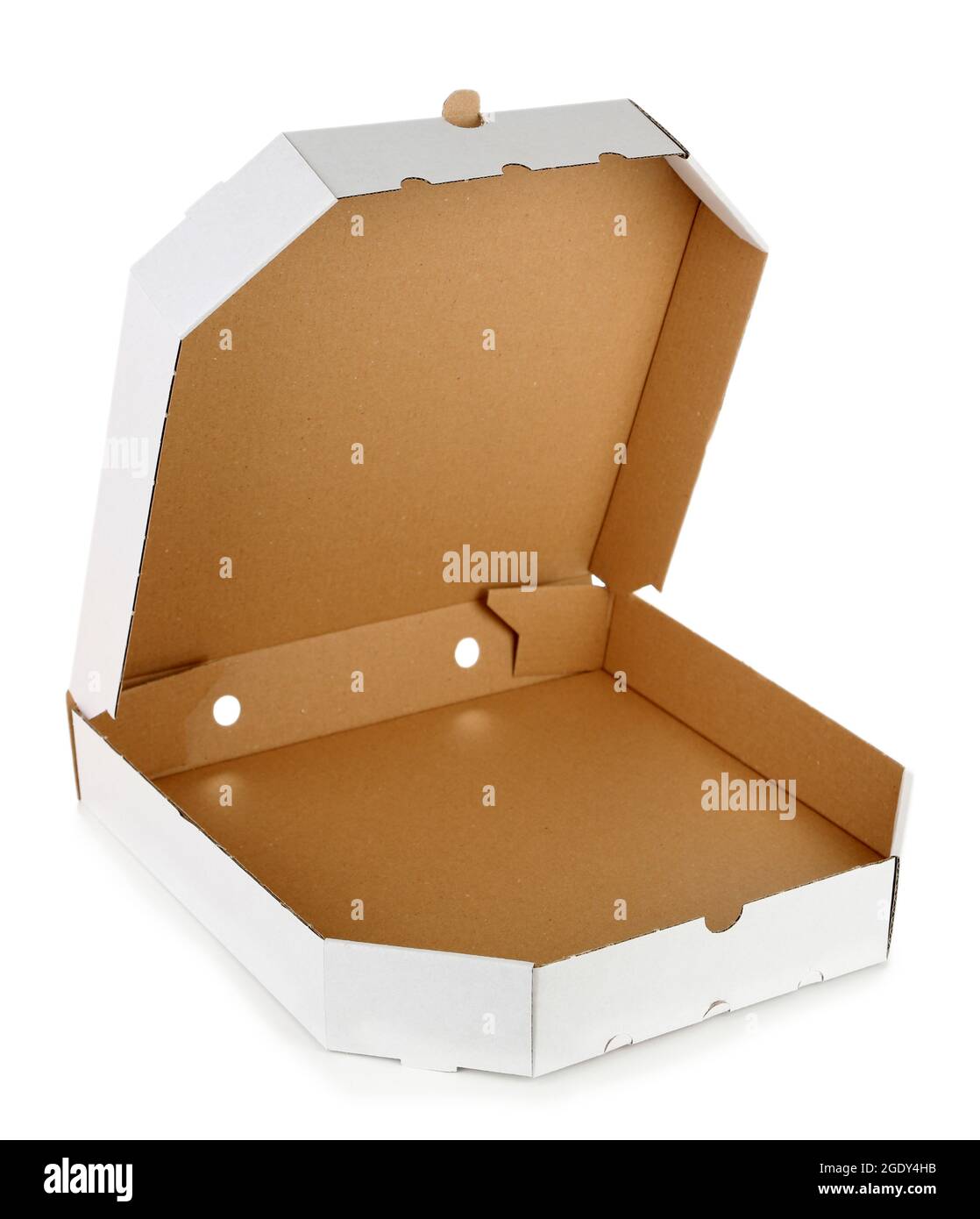 Cartone vuoto Scatola pizza, isolato su bianco Foto stock - Alamy
