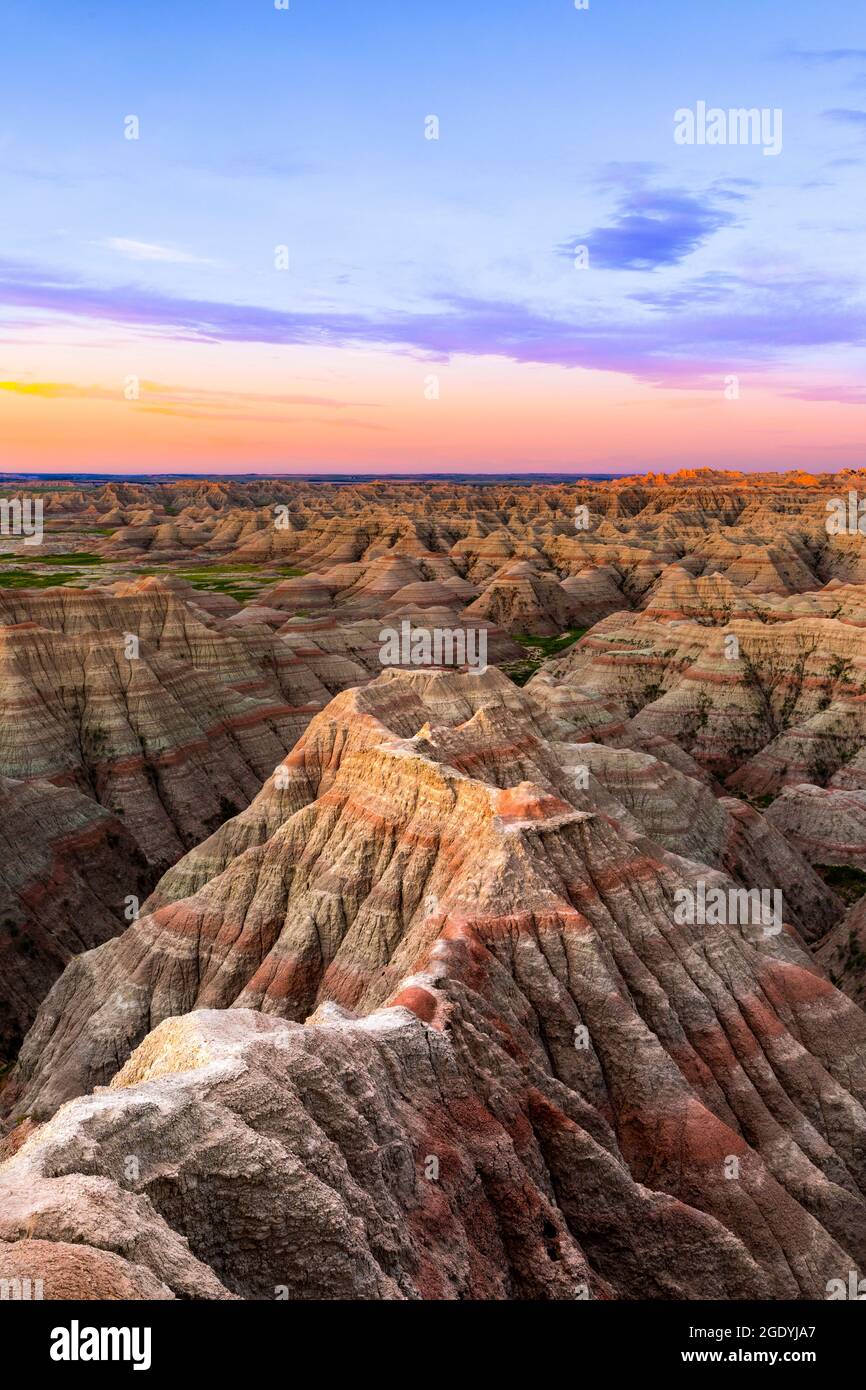 SD00459-00....SOUTH DAKOTA - Alba a Big Badlands si affacciano nel Badlands National Park. Foto Stock