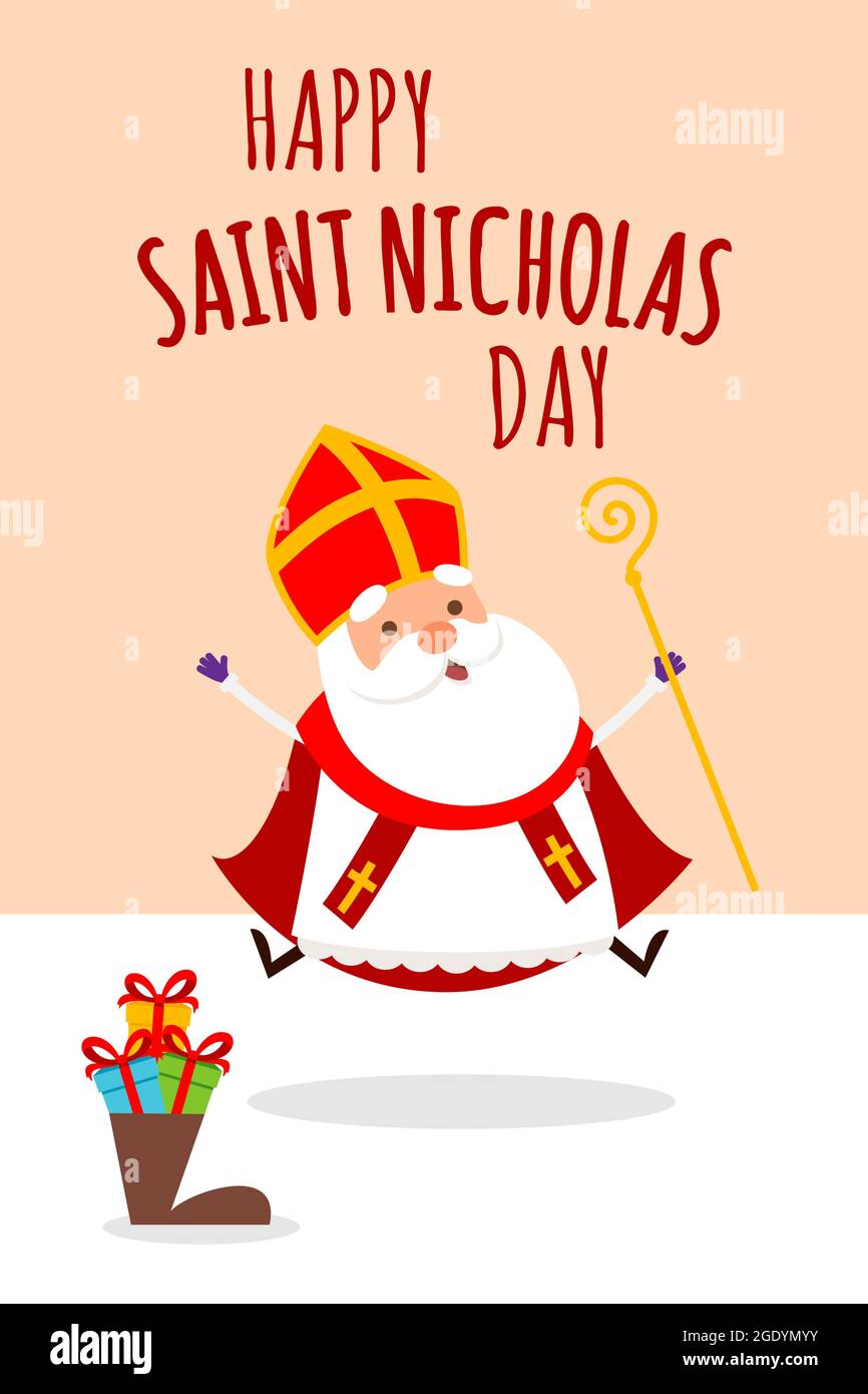 Cute San Nicola celebrare San Nicola giorno - illustrazione vettoriale Illustrazione Vettoriale