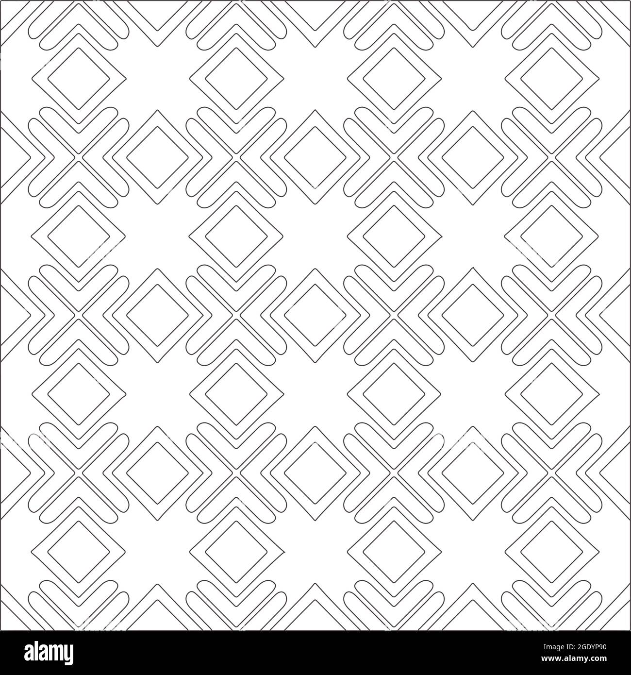 Pattern vettoriale con elementi simmetrici . Ripetizione di riquadri geometrici da elementi a strisce. Motivi neri. Illustrazione Vettoriale