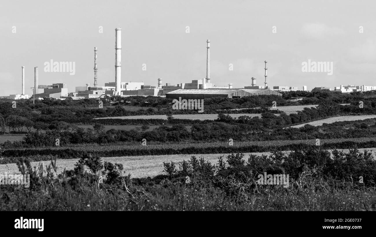 Impianto di ritrattamento dei rifiuti nucleari di la Hague, Beaumont-Hague, dipartimento della Manica, Cotentin, Regione della Normandia, Francia Foto Stock
