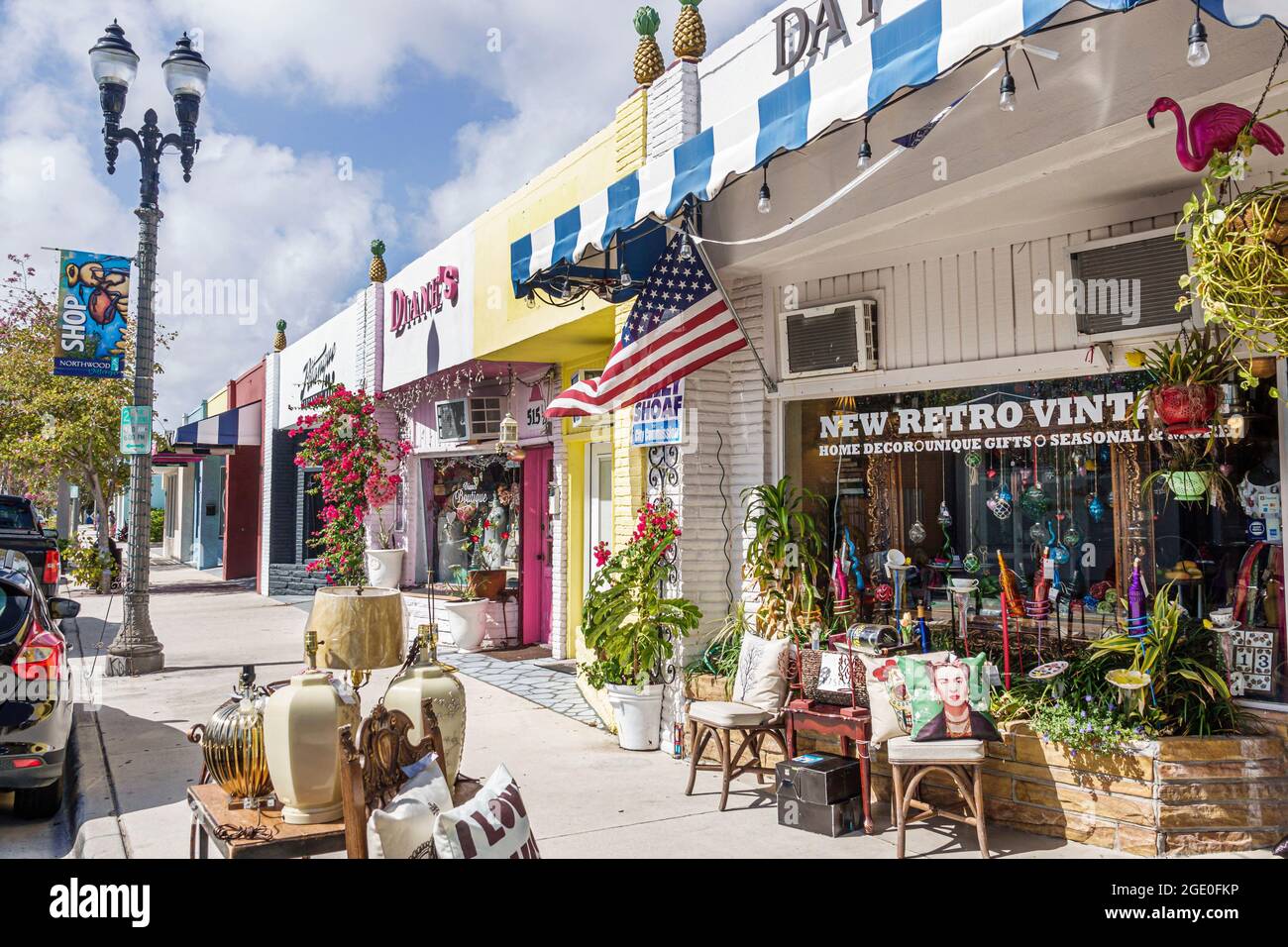 West Palm Beach Florida, Northwood Road Northwood Village, negozi negozi negozi negozi di antiquariato, Foto Stock