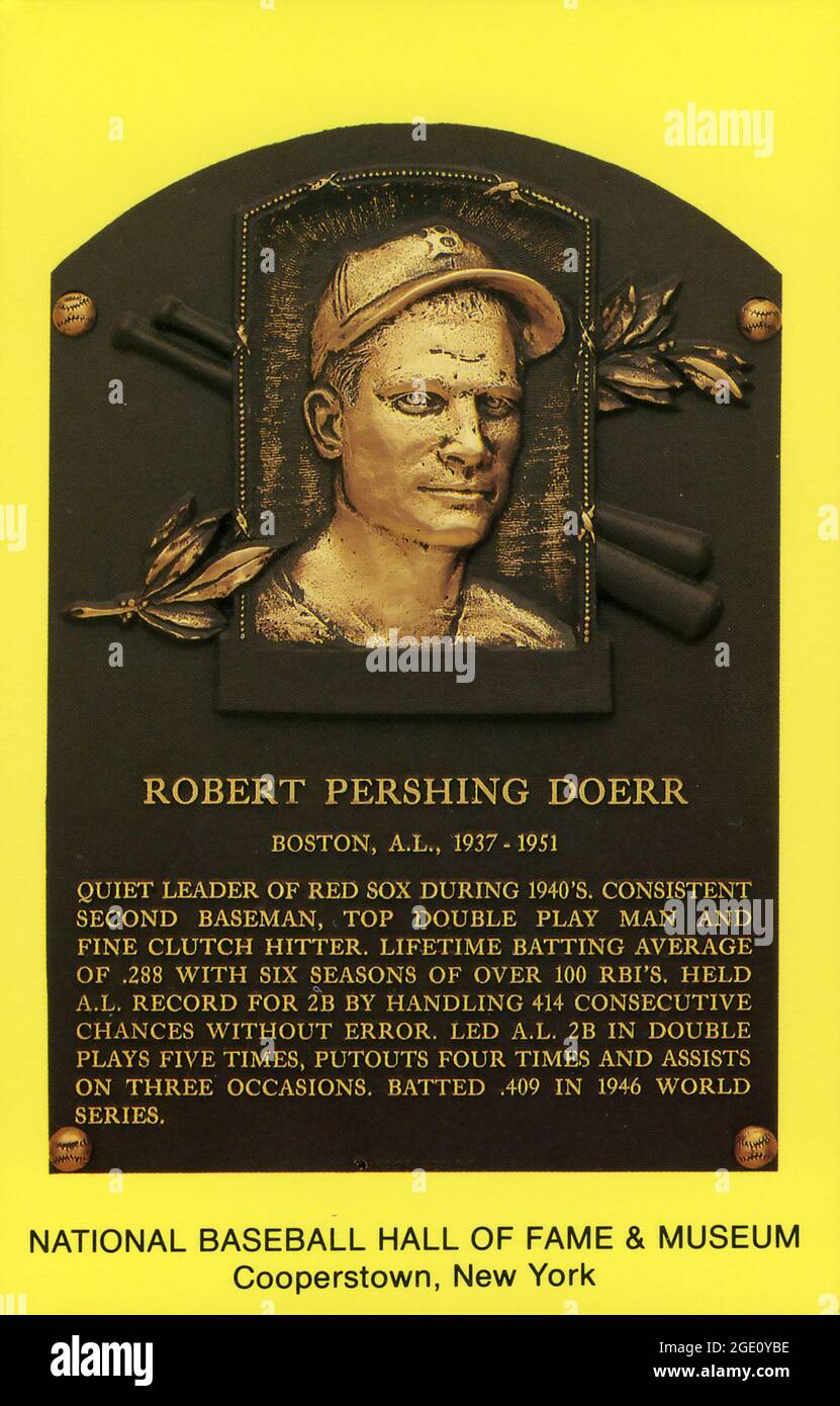 Bobby Doerr Hall of Fame Plaque Foto Stock