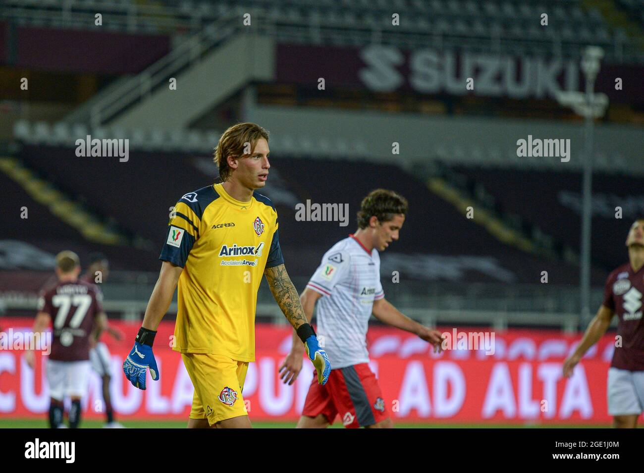 Marco Carnesecchi di Unione sportiva Cremonesedurando la Coppa Italia tra Torino FC e US Cremonese. Torino ha vinto 4-1 dopo i penaliti Foto Stock