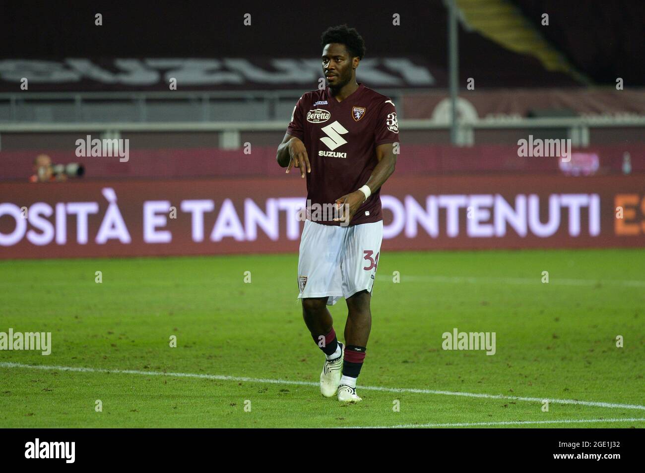 OLA Aina del Torino FC festeggia durante la partita di Coppa Italia tra Torino FC e US Cremonese. Torino ha vinto 4-1 dopo i penaliti Foto Stock