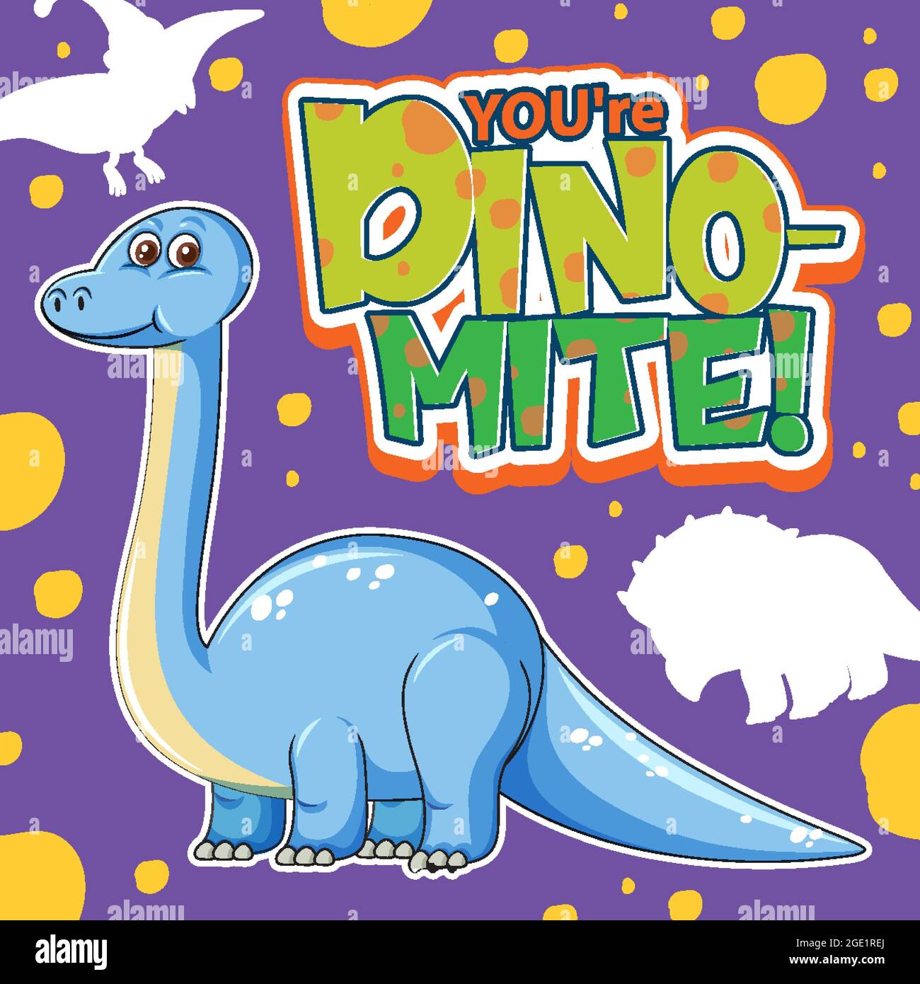 Simpatico personaggio dei dinosauri con il design dei caratteri per la parola sei Dino Mite illustrazione Illustrazione Vettoriale