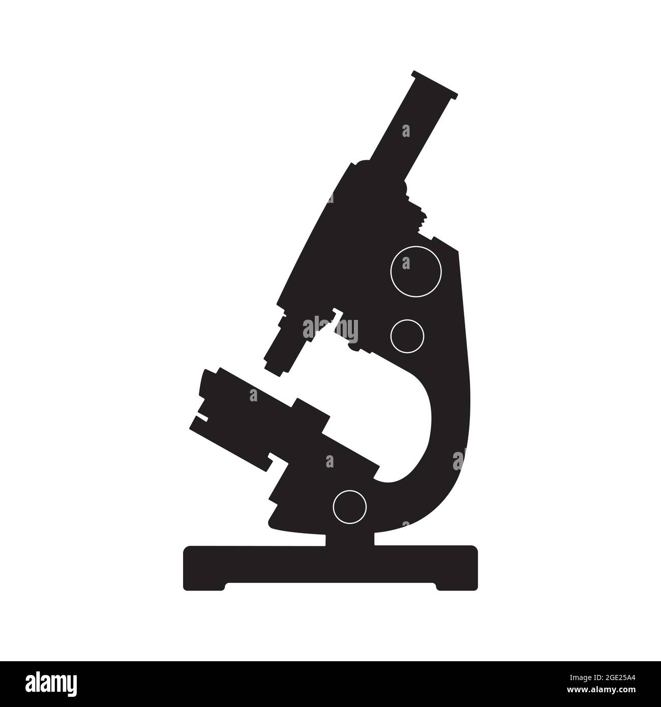 Icona microscopio. Strumento farmaceutico, strumento di ingrandimento microbiologico. Illustrazione Vettoriale