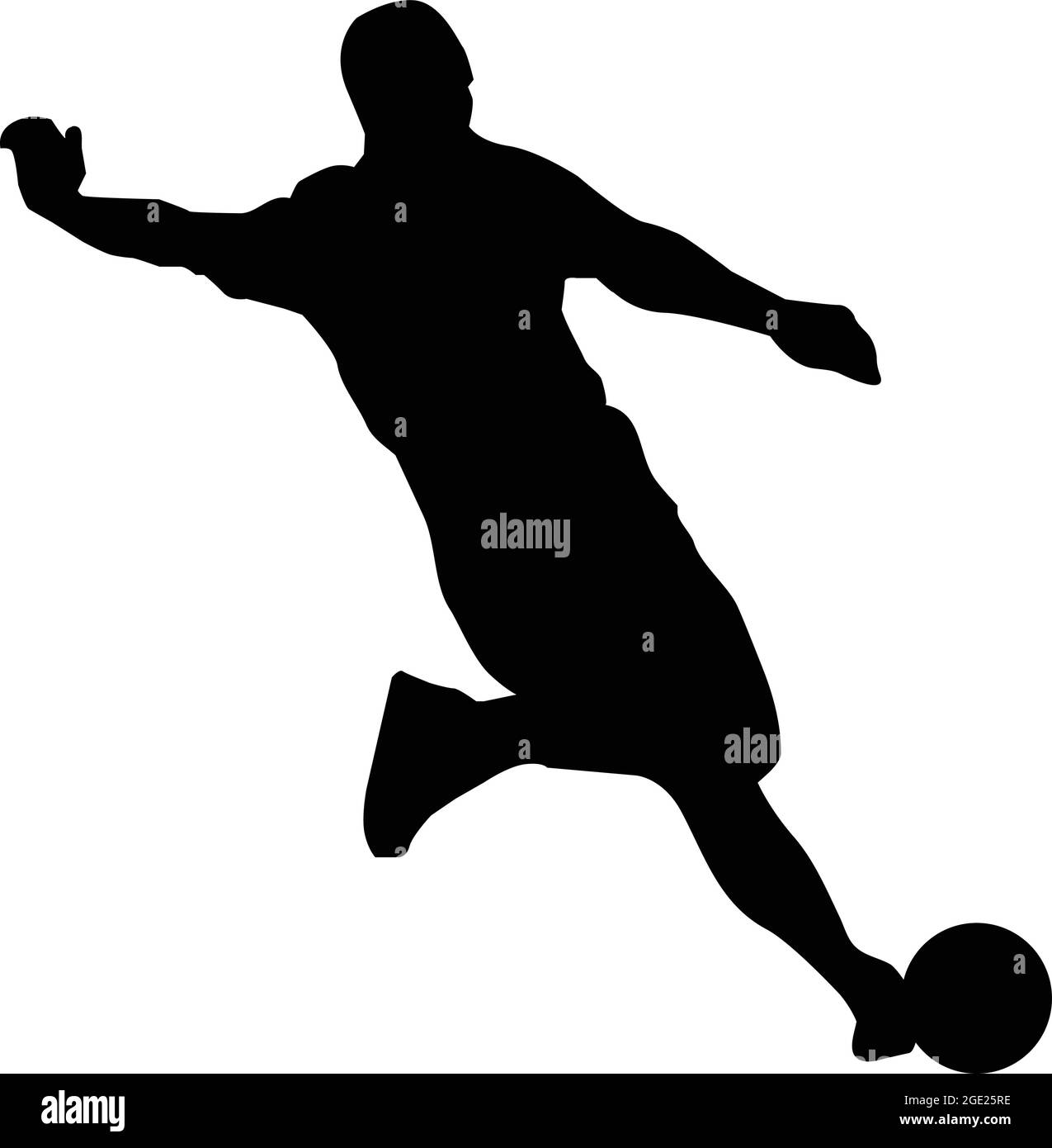 Illustrazione isolata vettore giocatore di calcio. Giocatore di calcio. Silhouette del giocatore di calcio in campo icona. Illustrazione Vettoriale