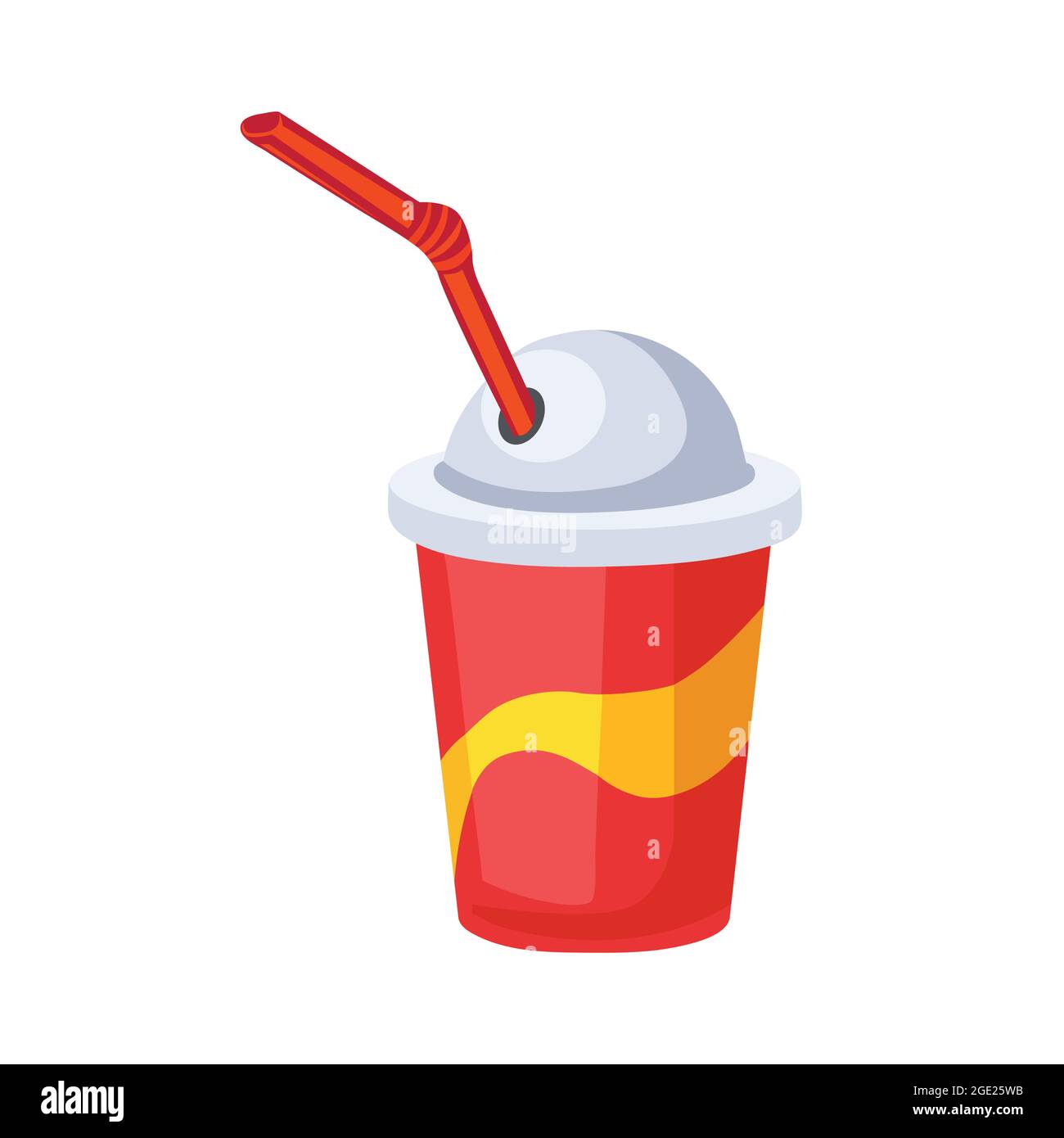Bicchiere di soda o bevanda analcolica. Raffreddare la bevanda con il vettore di paglia isolato su bianco. Illustrazione Vettoriale