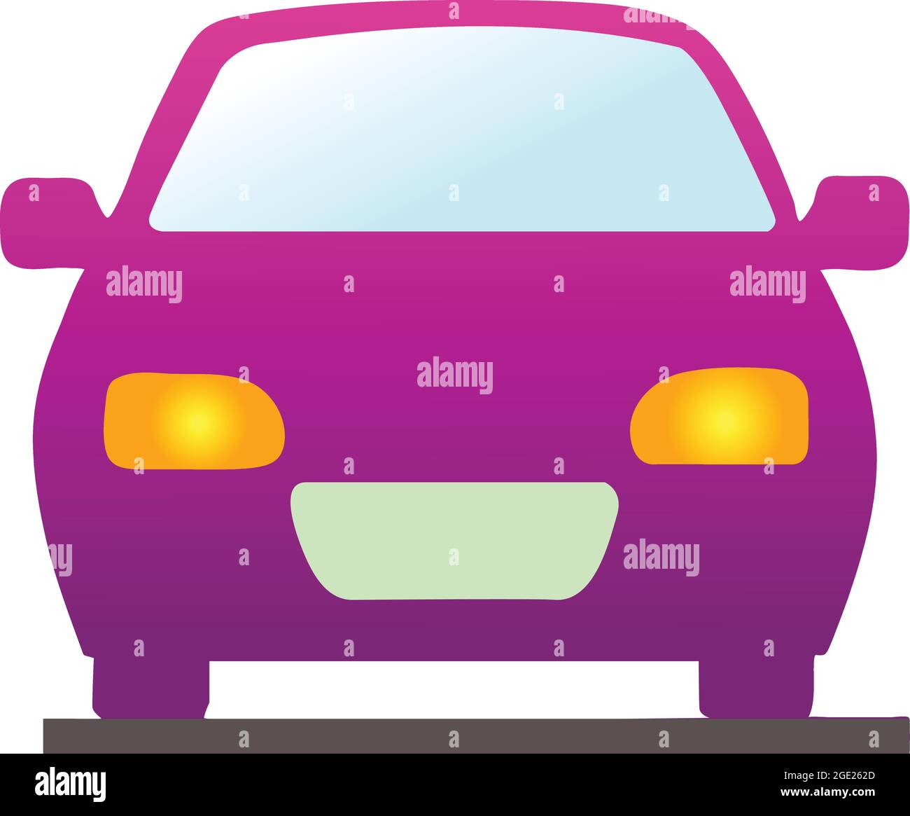 Vettore auto con fari accesi. Auto sulla strada vettore isolato. Illustrazione Vettoriale