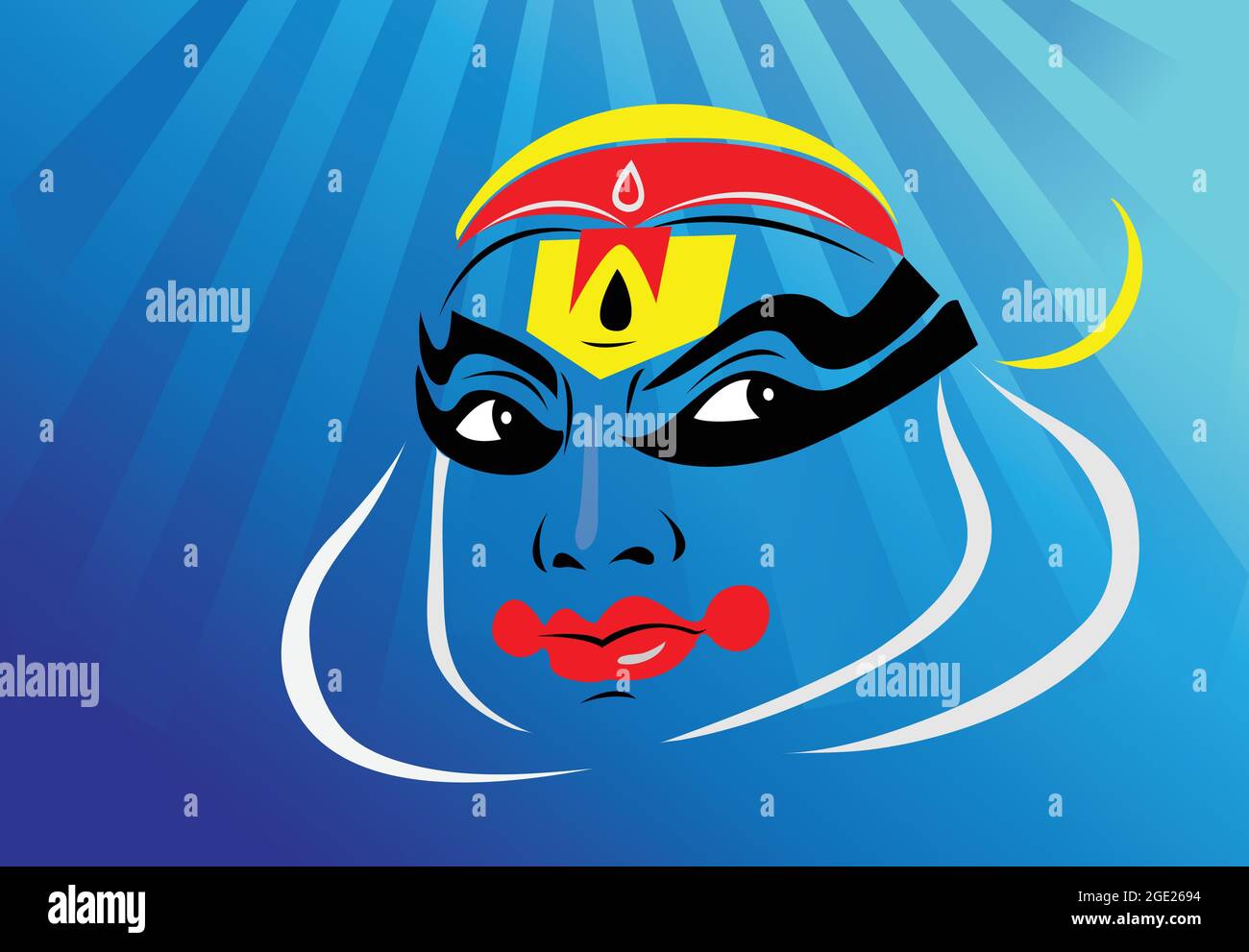 Kathakali Face Vector icona. Danza forma del Kerala. Bella kathakali occhi. Illustrazione Vettoriale