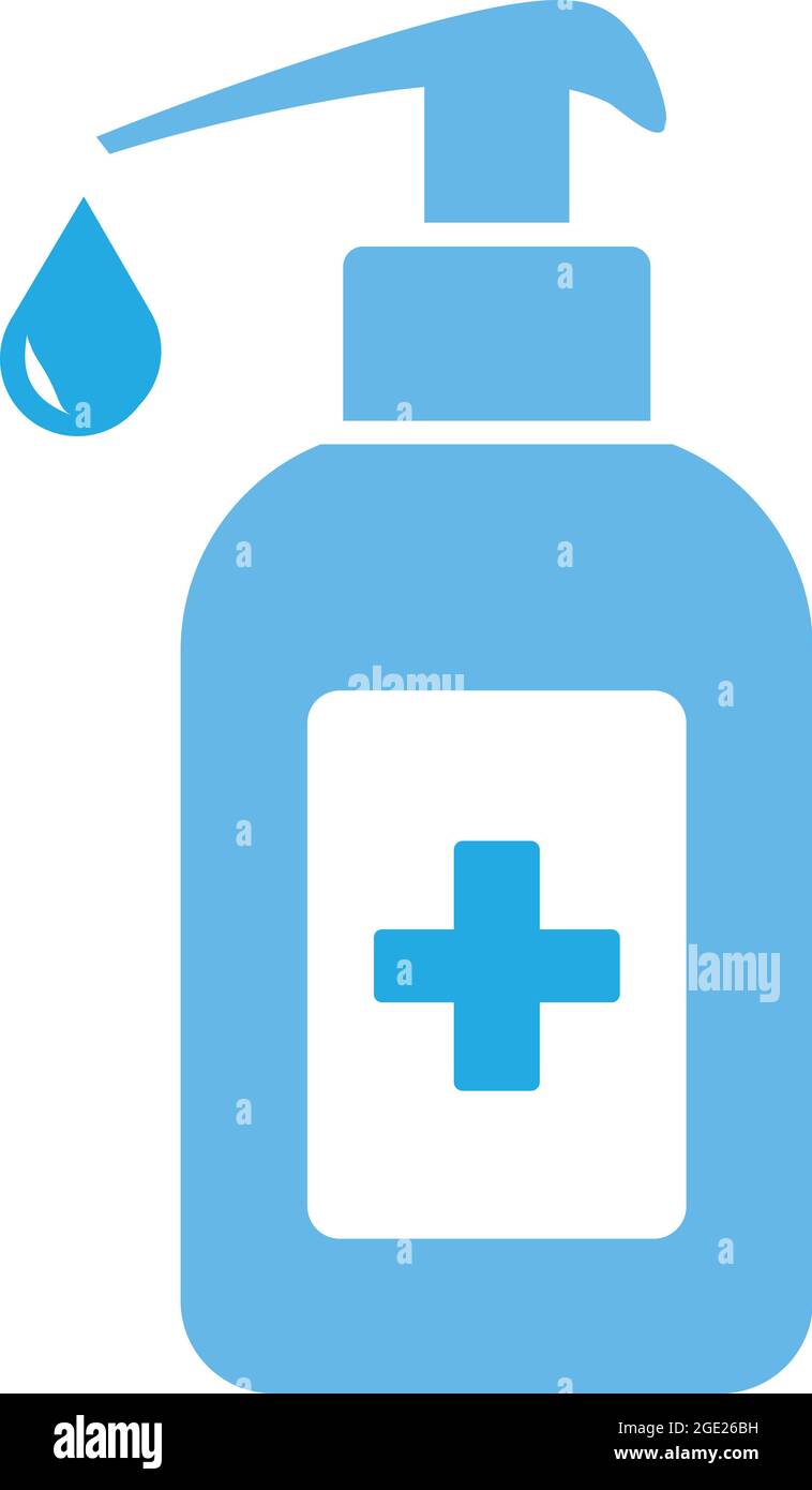 Disinfettante per le mani medicato o liquido per il lavaggio delle mani vettore icona bottiglia isolato su sfondo bianco. Illustrazione Vettoriale