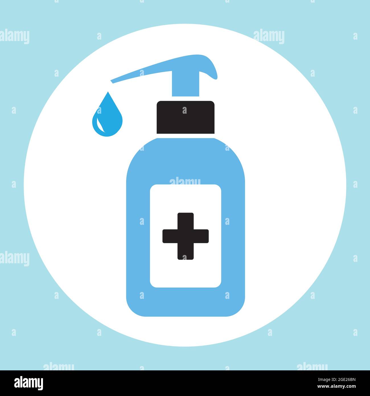 Disinfettante per le mani medicato o liquido per il lavaggio delle mani vettore icona bottiglia isolato su sfondo bianco. Illustrazione Vettoriale