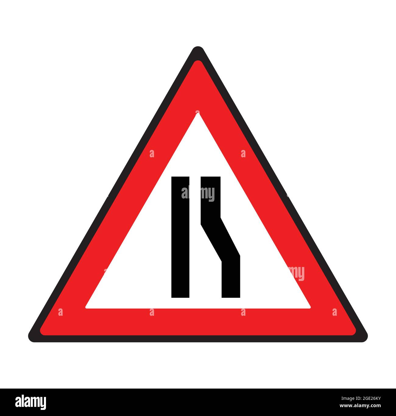 Segnale stradale stretto lato destro. Simbolo di sicurezza. Illustrazione Vettoriale