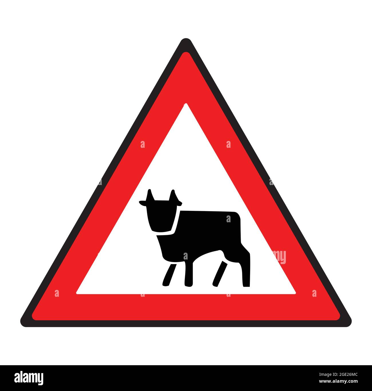 Cartello per la strada del bestiame. Simbolo di sicurezza. Illustrazione Vettoriale