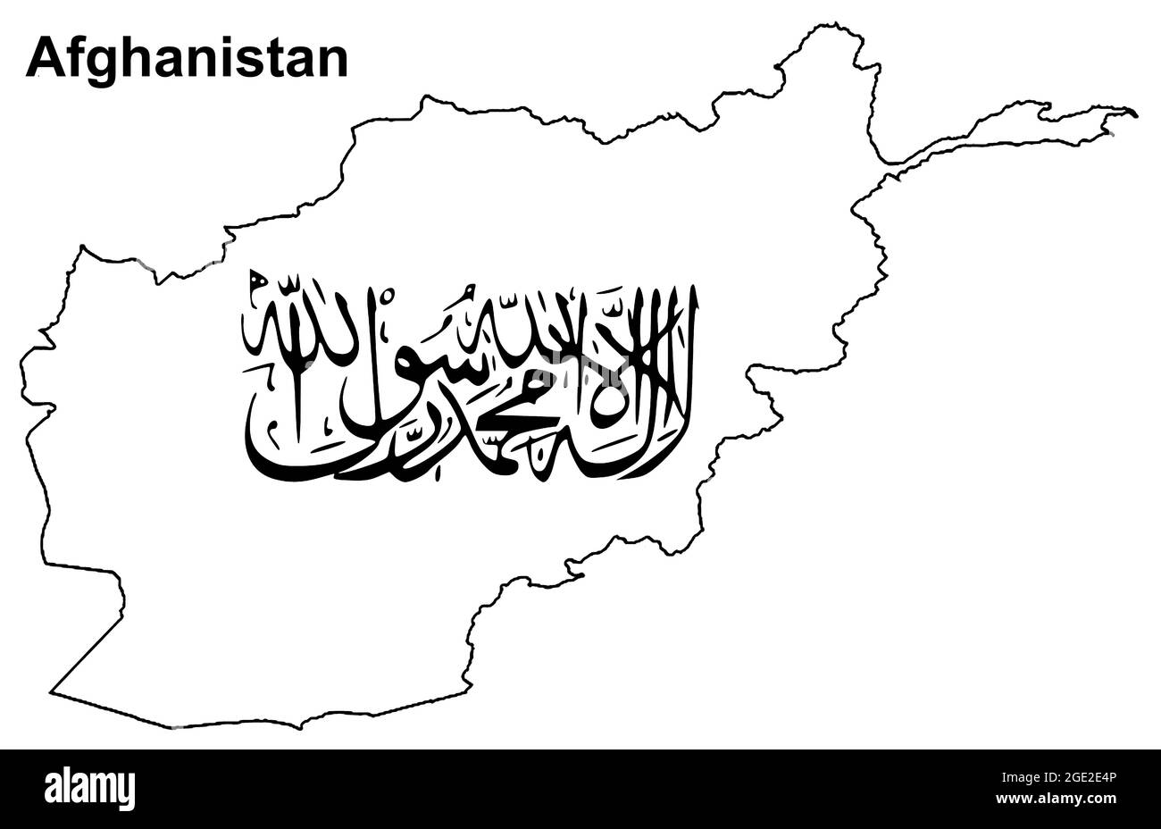 Mappa dell'Afghanistan con bandiera dei Talibani Foto Stock