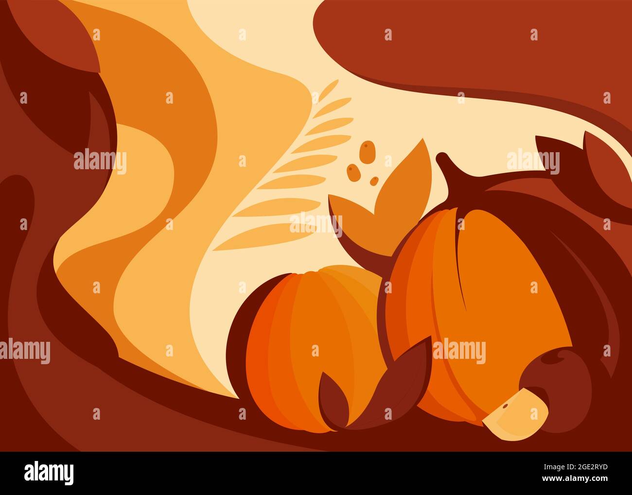 Banner di ringraziamento con zucche. Placche per le vacanze in stile piatto. Illustrazione Vettoriale