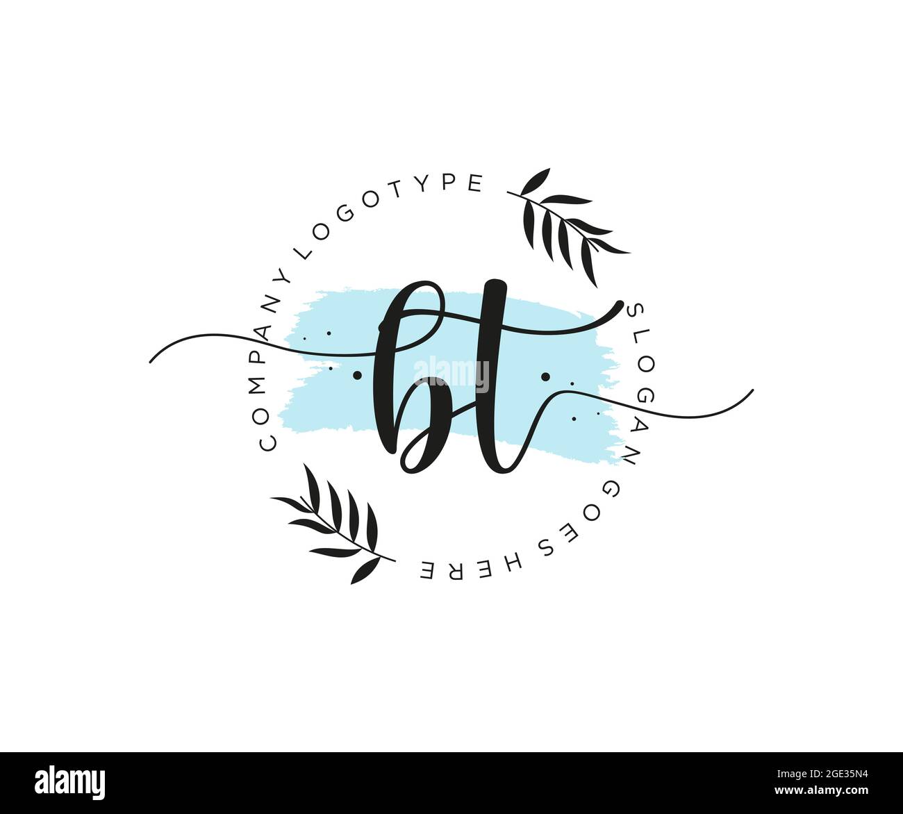 BT monogramma di bellezza del logo femminile e design elegante del logo, logo di scrittura a mano della firma iniziale, matrimonio, moda, floreale e botanico con creativo Illustrazione Vettoriale