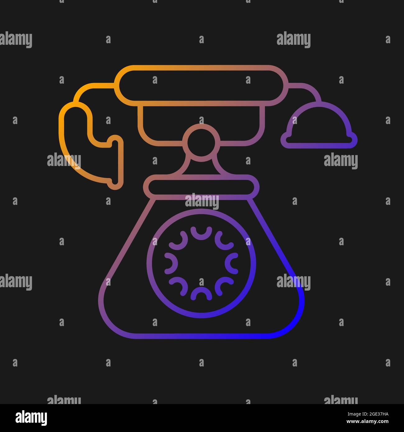 Icona vettoriale sfumatura del telefono vintage per il tema scuro Illustrazione Vettoriale