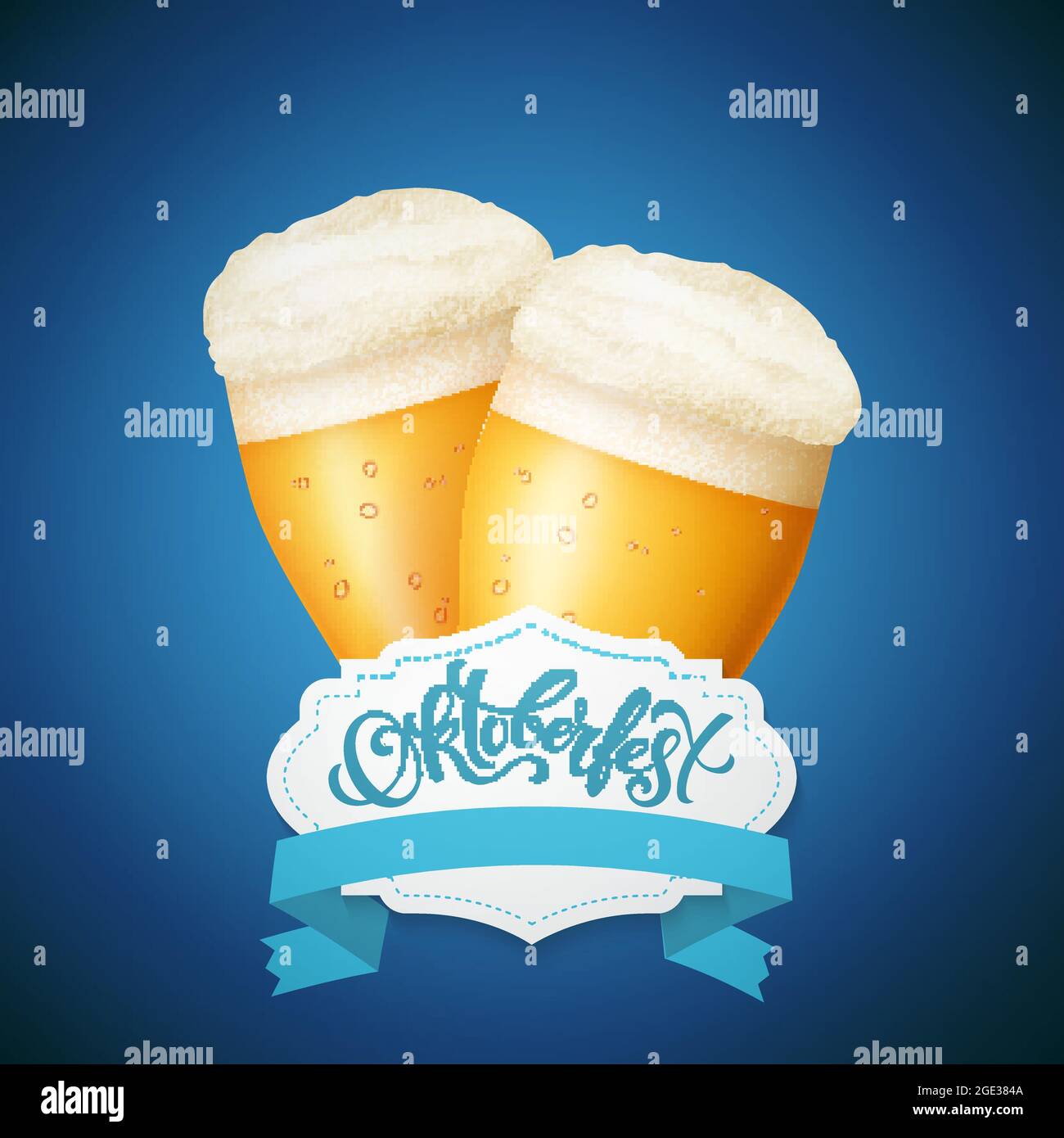 Oktoberfest celebrazione dello sfondo. Felice Oktoberfest in tedesco caratteri tipografici. Festa della Birra di decorazione icona badge. Illustrazione Vettoriale