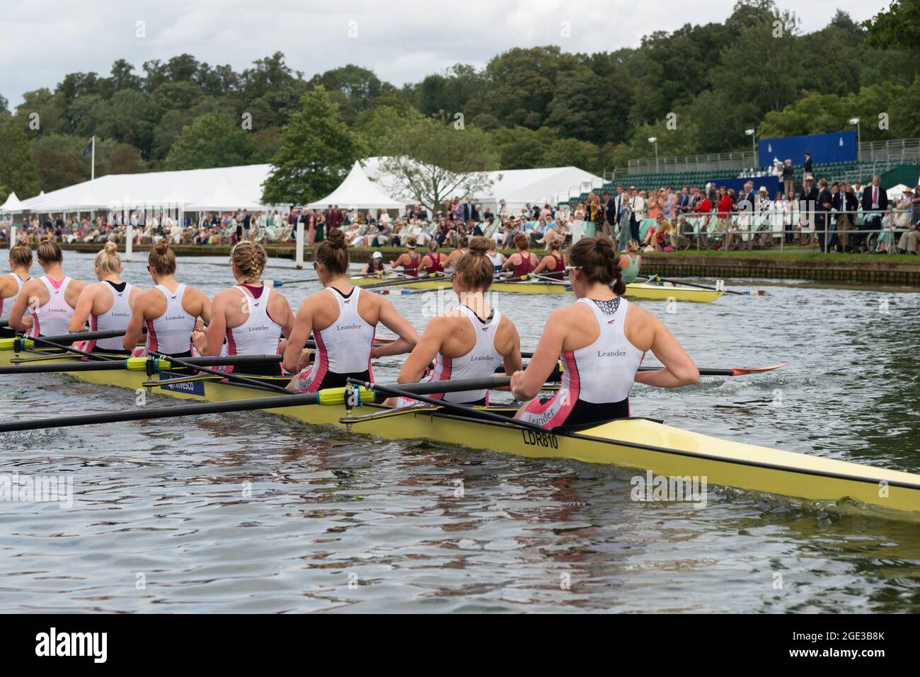 Leander Club - otto remi da donna con cox che vince la Remenham Challenge Cup il giorno della finale alla Henley Royal Regatta (2021) Henley-onThames, Inghilterra Foto Stock