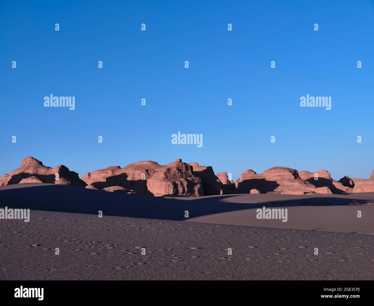 paesaggio delle forme di yardang nel parco geologico nazionale vicino a dunhuang, provincia di gansu, cina Foto Stock