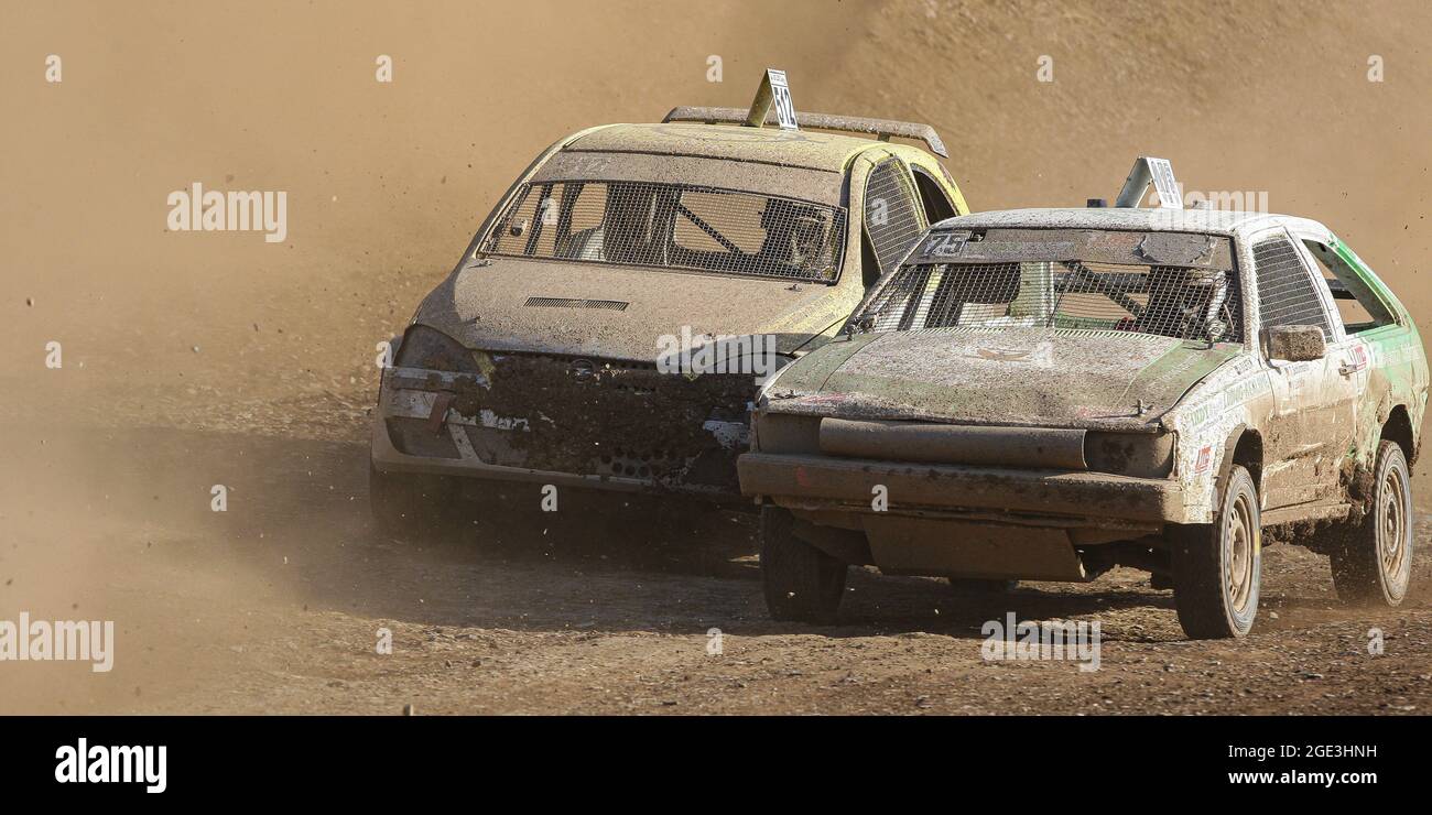 Autocross corre su ghiaia e un sacco di polvere. Foto Stock