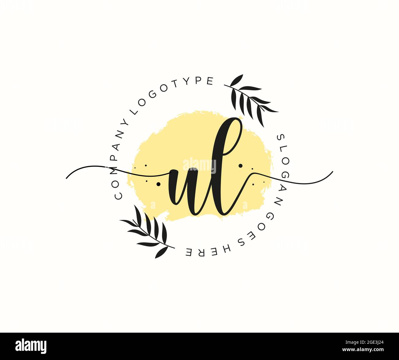 Monogramma di bellezza con logo UL Femminile ed elegante design con logo, logo scritto a mano della firma iniziale, matrimonio, moda, floreale e botanico con creatività Illustrazione Vettoriale
