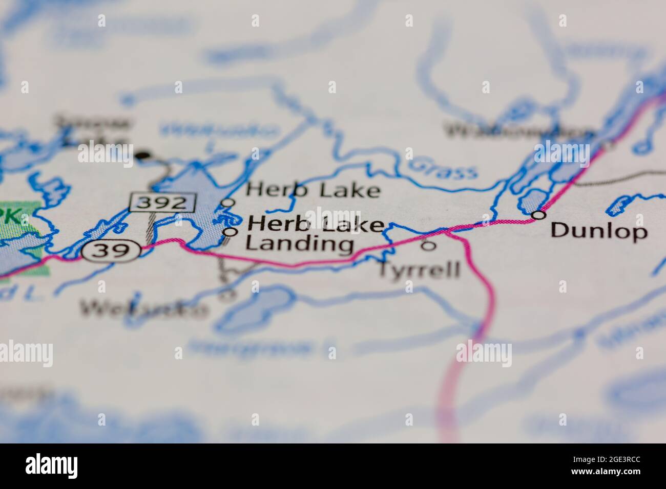 Herb Lake Landing Saskatchewan Canada visualizzato su una mappa stradale o mappa geografica Foto Stock