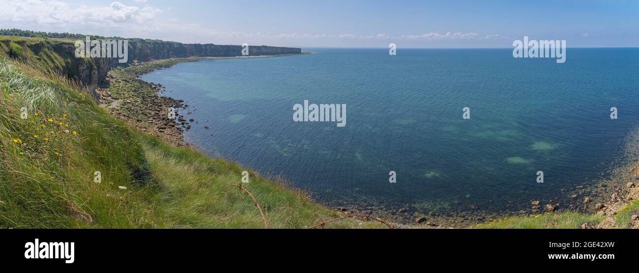 Pointe-Du-Hoc, Francia - 08 03 2021: Punto di vista da la Pointe-Du-Hoc Foto Stock