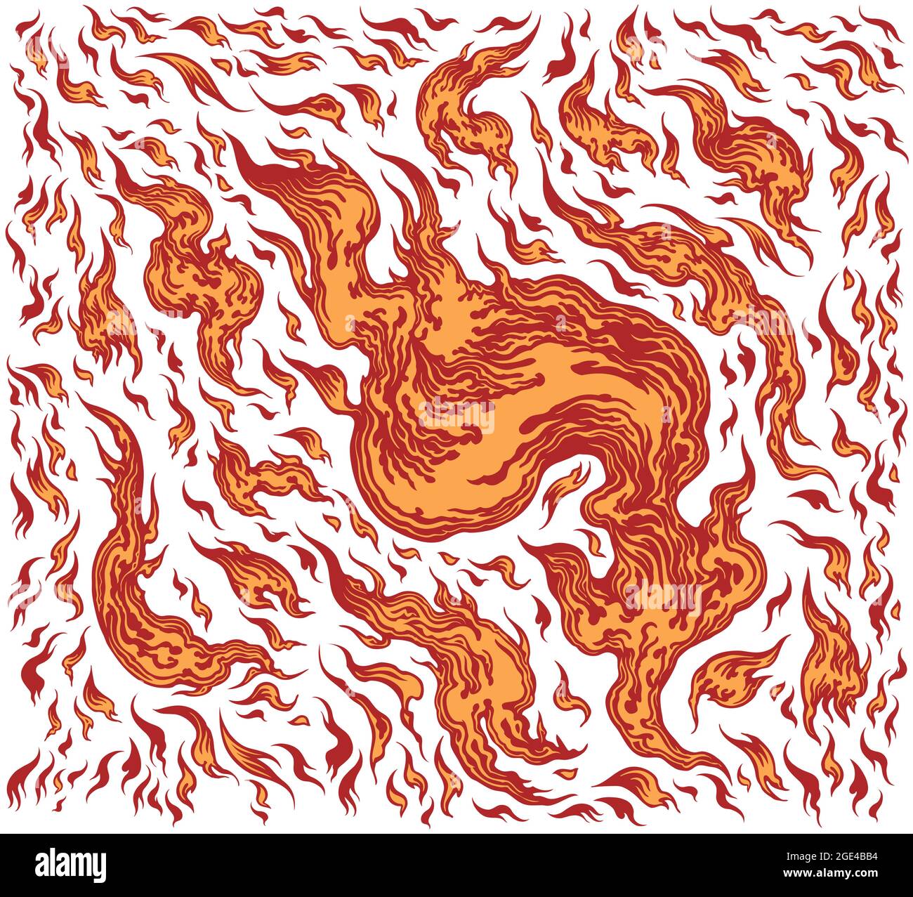 Fiamma. Illustrazione disegnata a mano modificabile. Incisione vettoriale. Isolato su sfondo bianco. 8 EPS Illustrazione Vettoriale