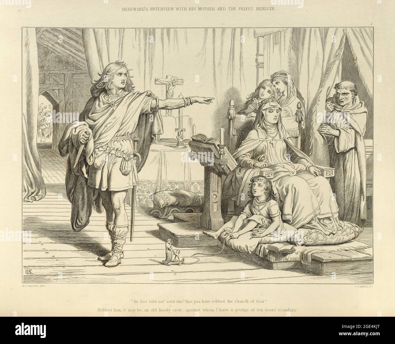 Hereward la sveglia, illustrazione di Henry Courtney Selous. Era un nobile anglosassone e un capo della resistenza locale alla conquista normanna di en Foto Stock