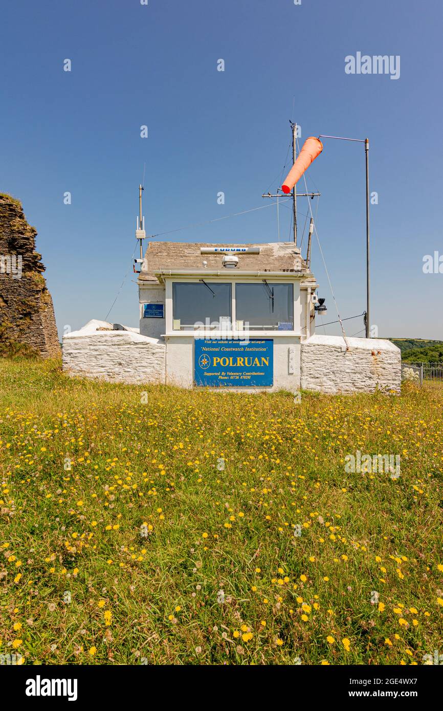 La stazione nazionale di controllo costiero - Polruan, Cornovaglia, Regno Unito. Foto Stock