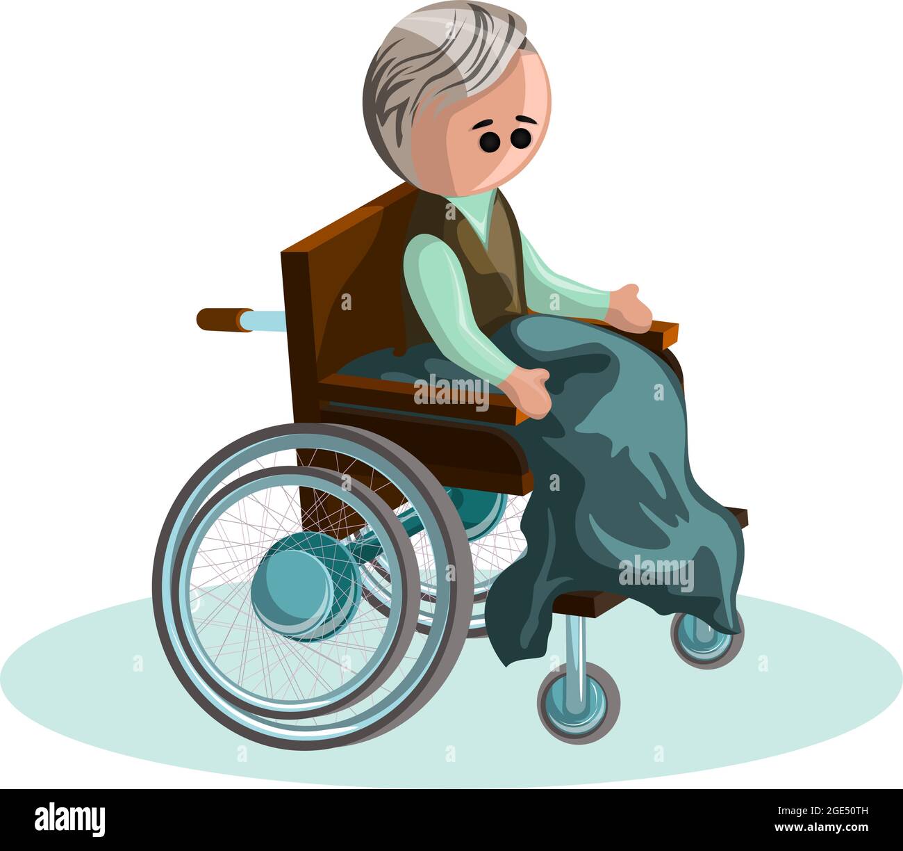 Immagine vettoriale di un uomo di mezza età su una sedia a rotelle. EPS 10. Concetto. Immagine su sfondo bianco Illustrazione Vettoriale