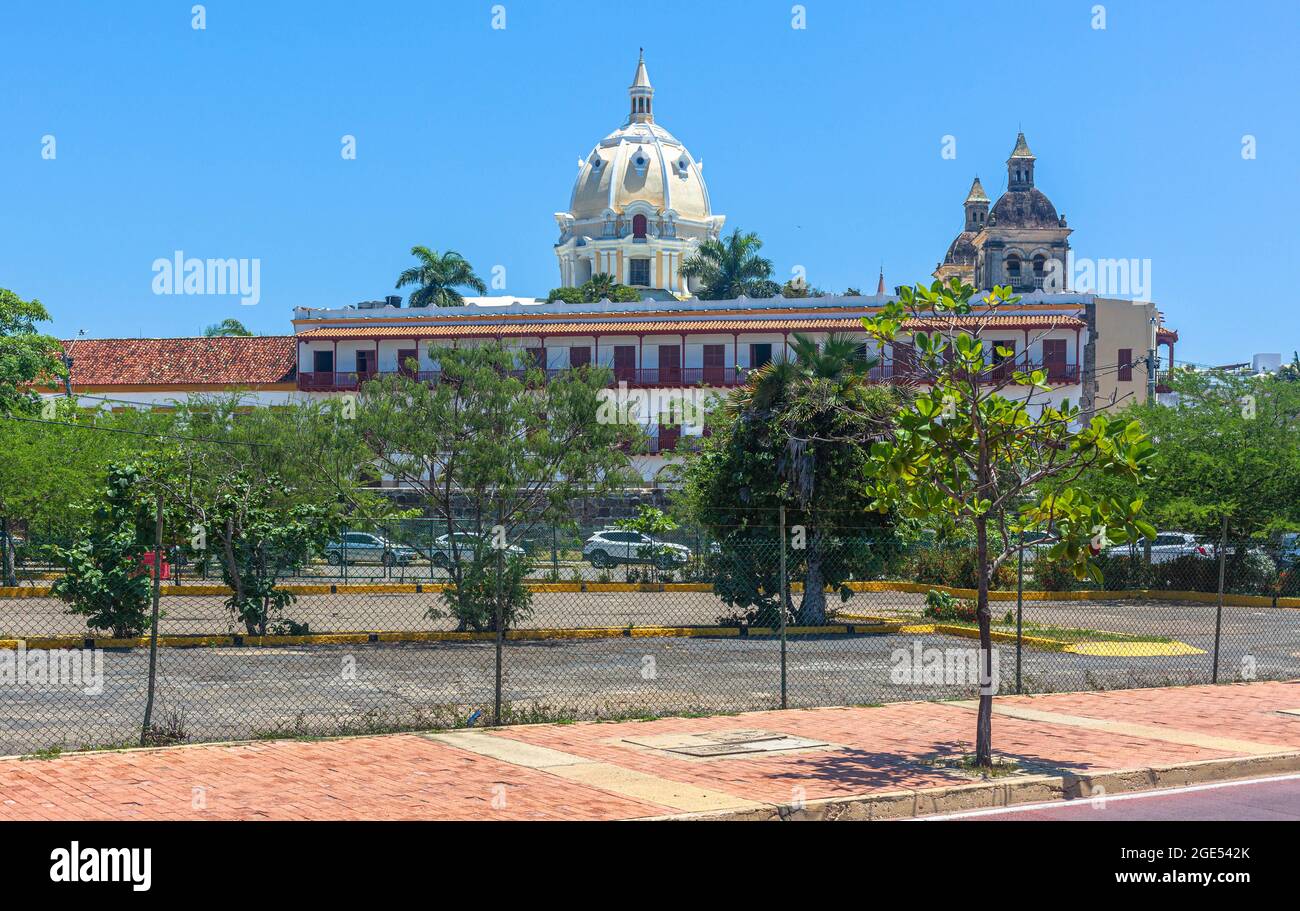 Edifici storici all'interno del vecchio centro della città murata, Cartagena de Indias, Colombia. Foto Stock