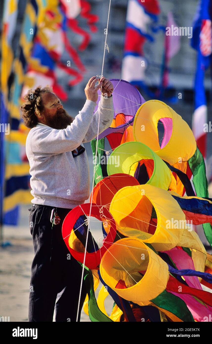 FRANCIA, FESTIVAL DEGLI AQUILONI, DETTAGLIO DI UN AQUILONE DI PETER DOLPHIN USA DESIGNER Foto Stock