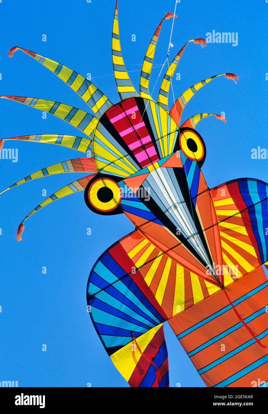 FRANCIA, FESTIVAL DI AQUILONI, AQUILONI PIATTI DI GEORGE PETERS USA KITE DESIGNER Foto Stock