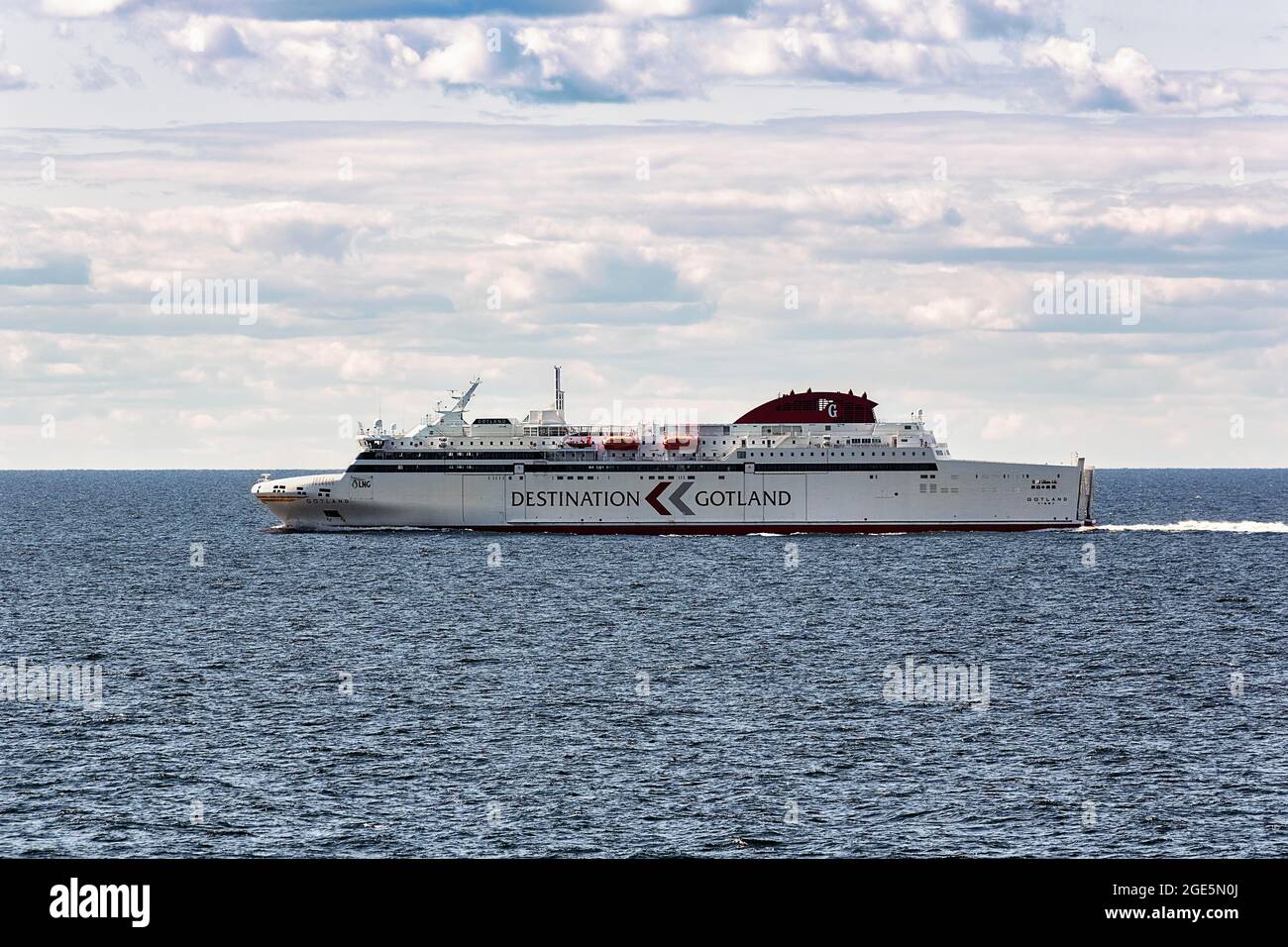 Traghetto della compagnia di navigazione svedese destinazione Gotland sulla strada per Visby, Mar Baltico, Svezia Foto Stock