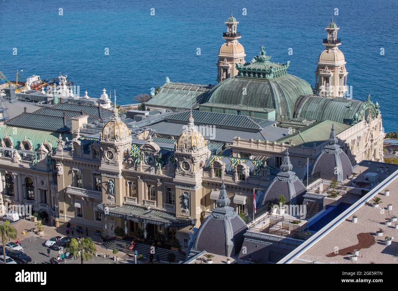 Casino de Monte-Carlo con l'Opera de Monte-Carlo, di fronte all'Hotel de Paris, Fuerstentu, Costa Azzurra, Mar Mediterraneo, Monaco Foto Stock