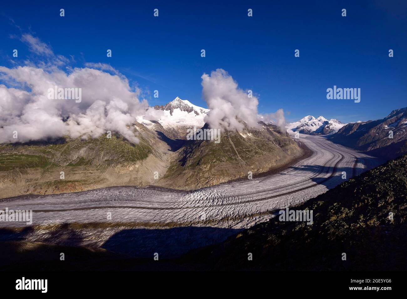 Ghiacciaio di Great Aletsch, Vallese, Svizzera, Europa Foto Stock