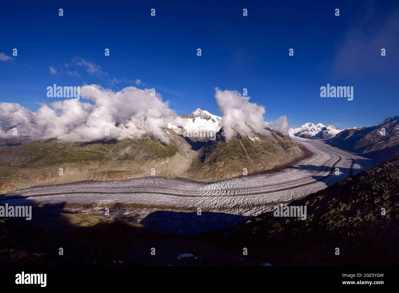 Grande ghiacciaio Aletsch, Vallese, Svizzera Foto Stock