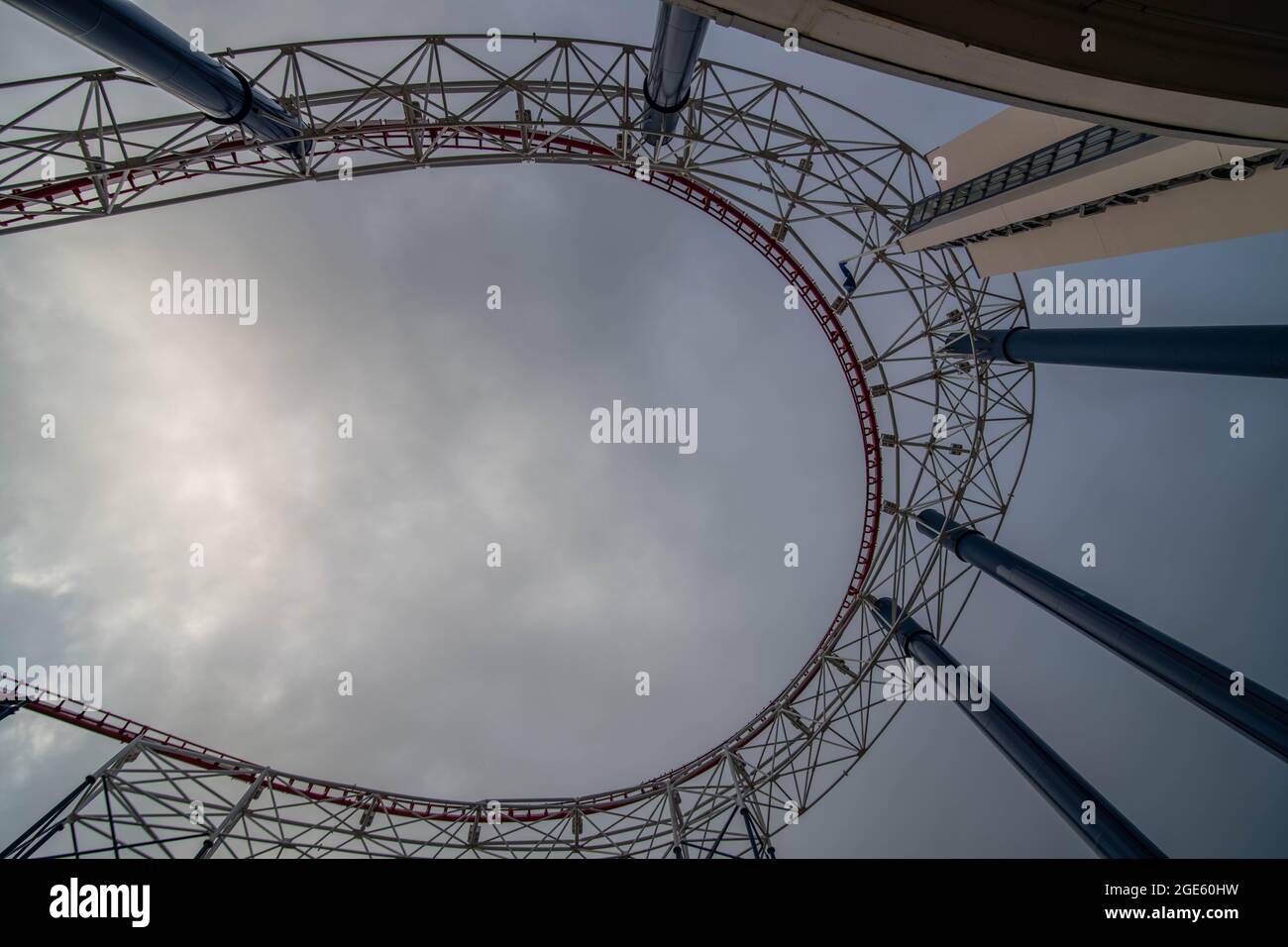 Blackpool Pleasure Beach Pepsi Max Big One, Icon Construction , Revolution , Ripley e Pasaje del Terror Foto Stock
