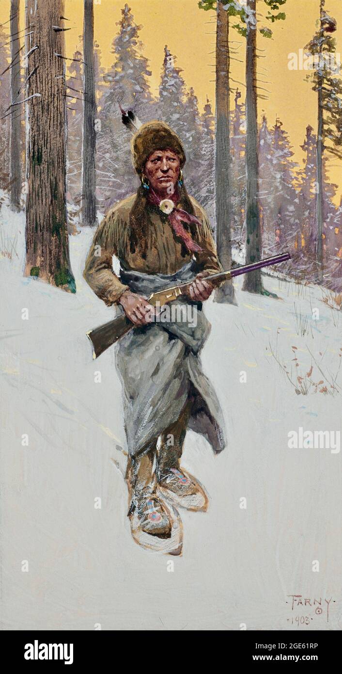 Henry Farny opera intitolata A Moment of Suspense. Foto Stock