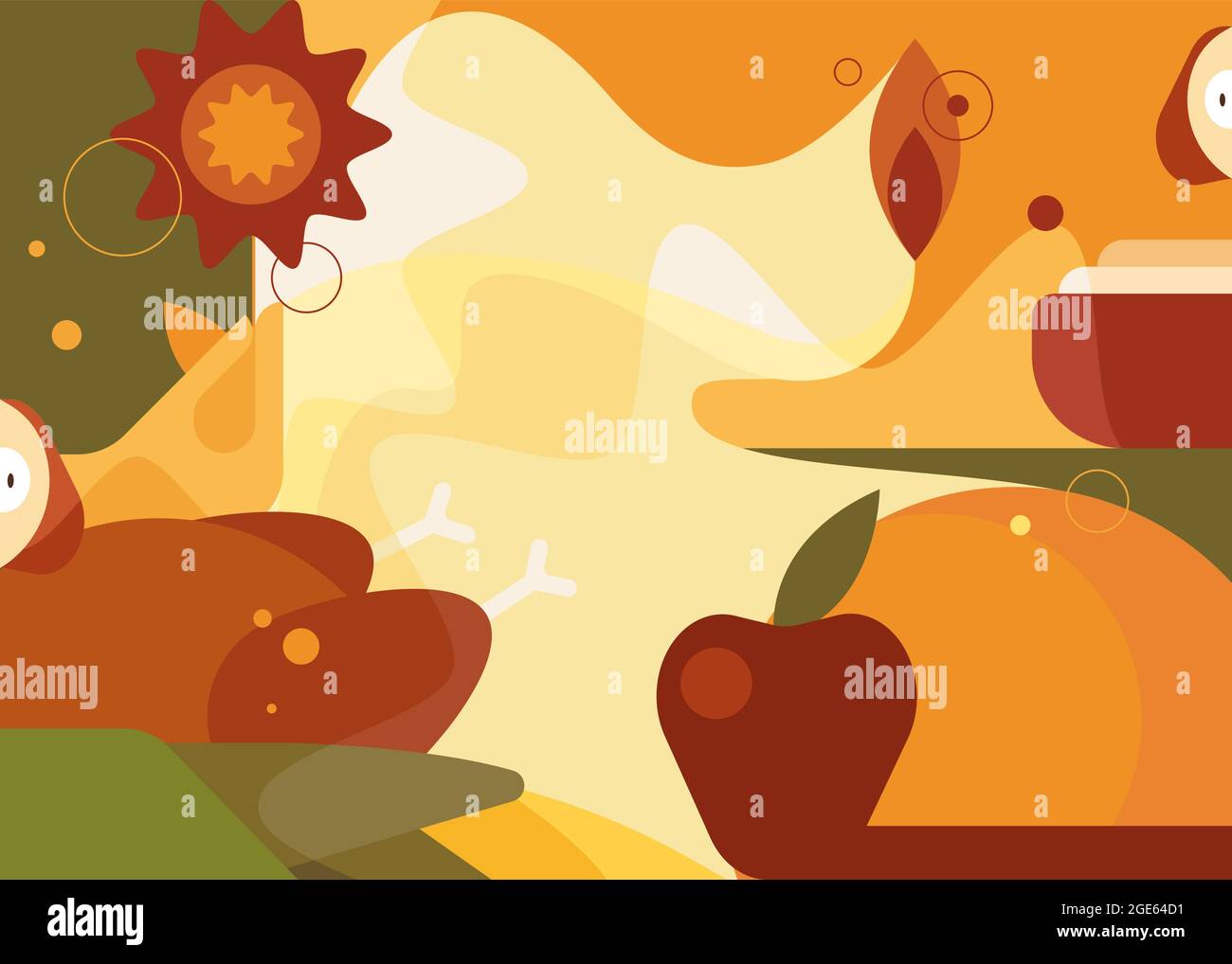 Banner Ringraziamento astratto. Design da cartolina per vacanze in stile piatto. Illustrazione Vettoriale